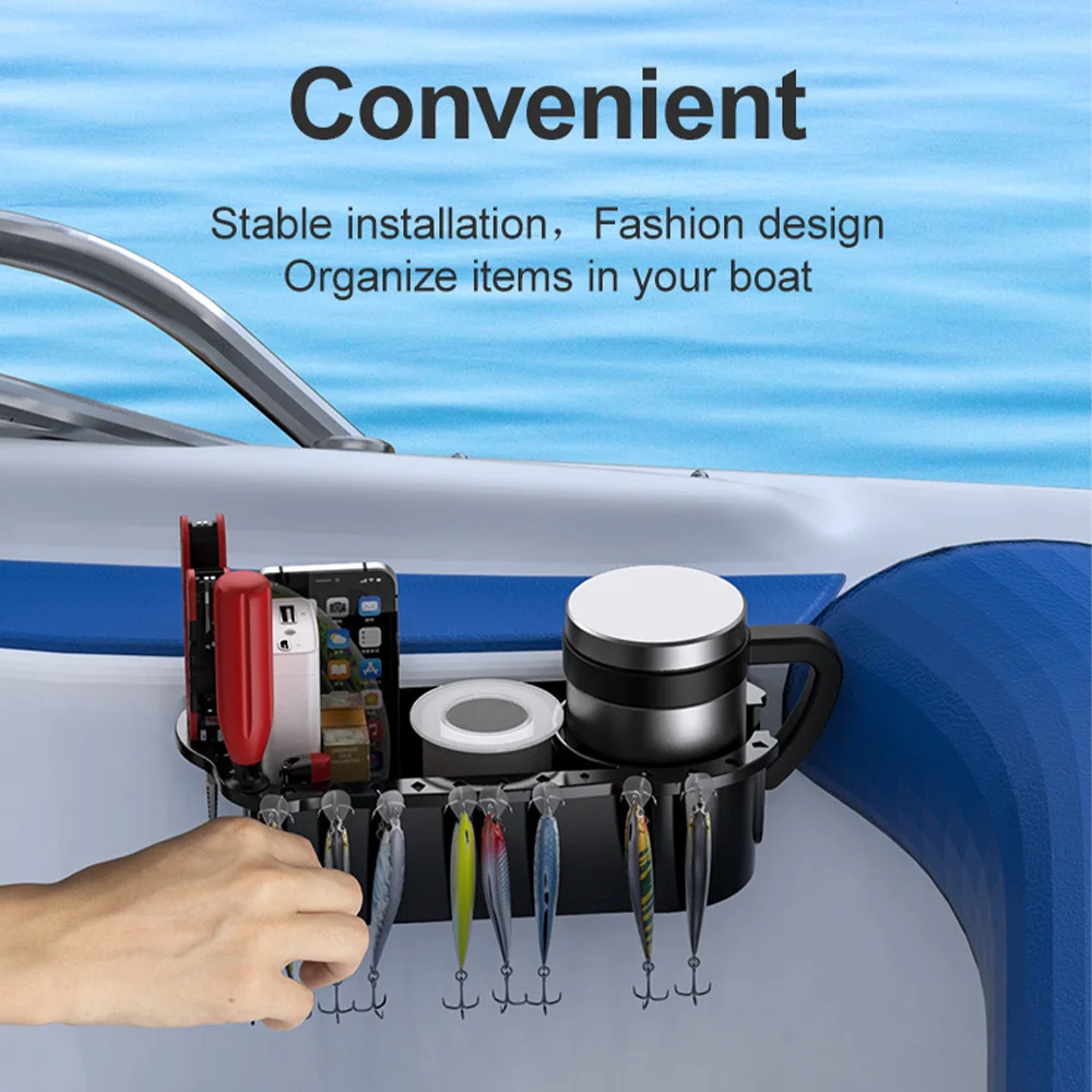 Boat Cup Holder with Rubber Tab, Boat Storage Organizer Holder Caddy Universal Fit for Boat Marine Kayak Pontoon Canoe