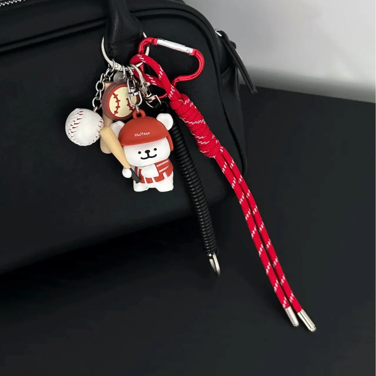 Minimalist Art David Statue Mickey Black and White Miu Rope Keychain Bag Pendant Car Keychain Male and Female Gifts