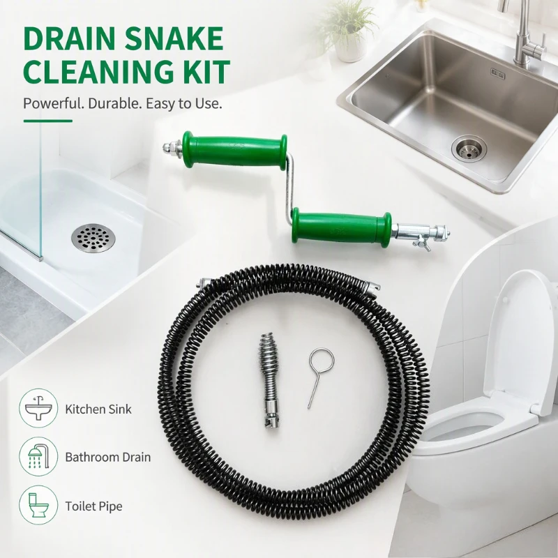 Spring 16mm Connector Drain Cleaning Tool Kit Pipe Unclogger for Kitchen Bathroom Toilet Floor Drain Clog Remover