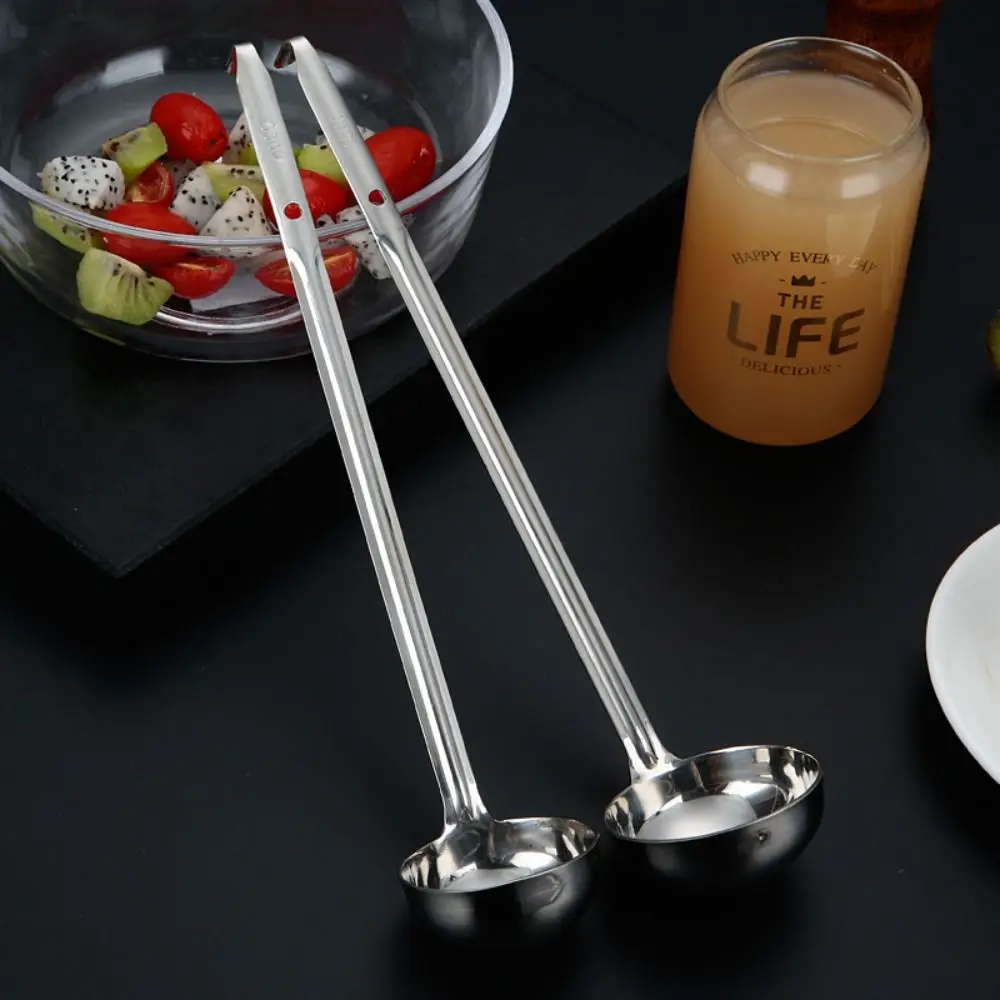 Cooking Utensils Stainless Steel Ramen Spoon Long Handle Round Dinner Scoop Multi-size Thickened Measuring Ladle Spoon Home