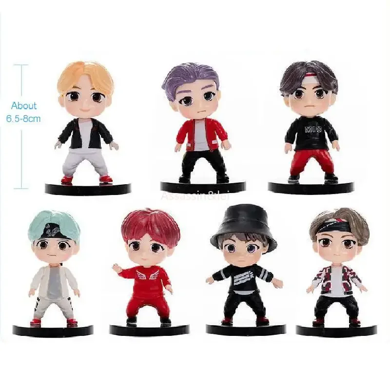 7pcs/set Bangtan Boys Groups Rm Jin Suga Jhope Jimin V Jungkook Doll Model Toy Action Figure Star Idol Cute Army Gift For Kids