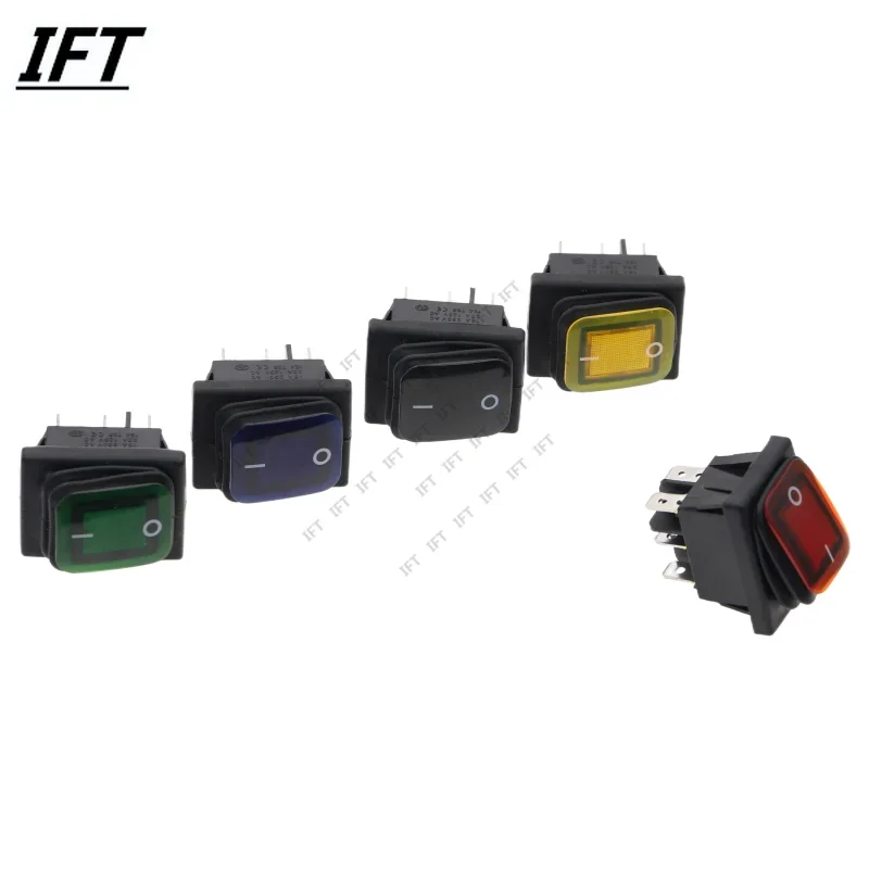 10pcs 30x22mm Heavy Duty Waterproof Rocker Switch Red LED 220V Light Illuminated 16A 250VAC KCD4-201 DPST Switchs 6pin