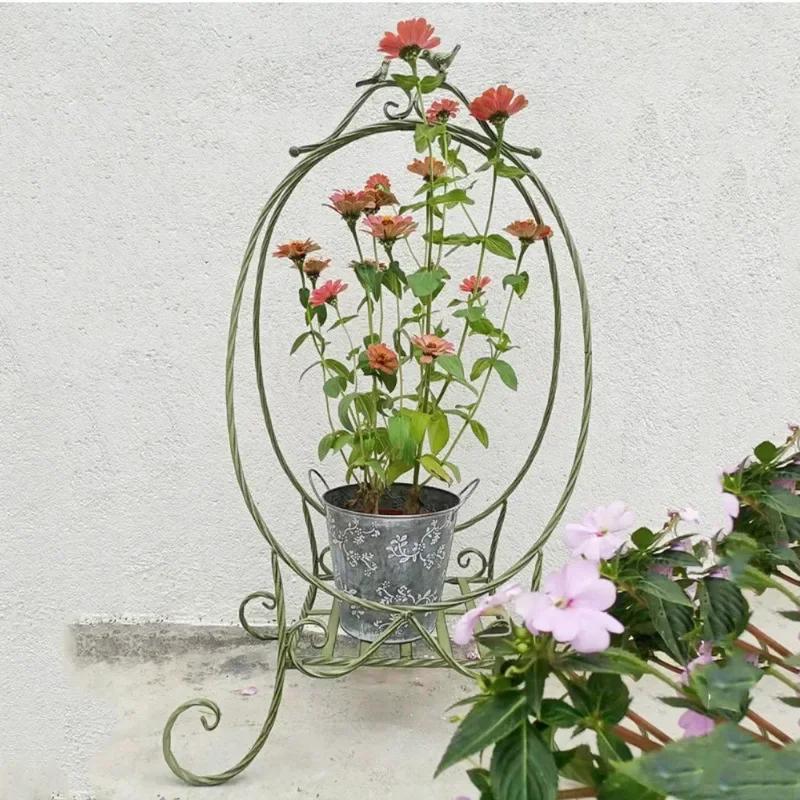 Outdoor Garden Flower Stand Floor Standing Plant Shelf Rose Iron Wire Lotus Climbing Vine Holder Metal Old Shelves Decoration