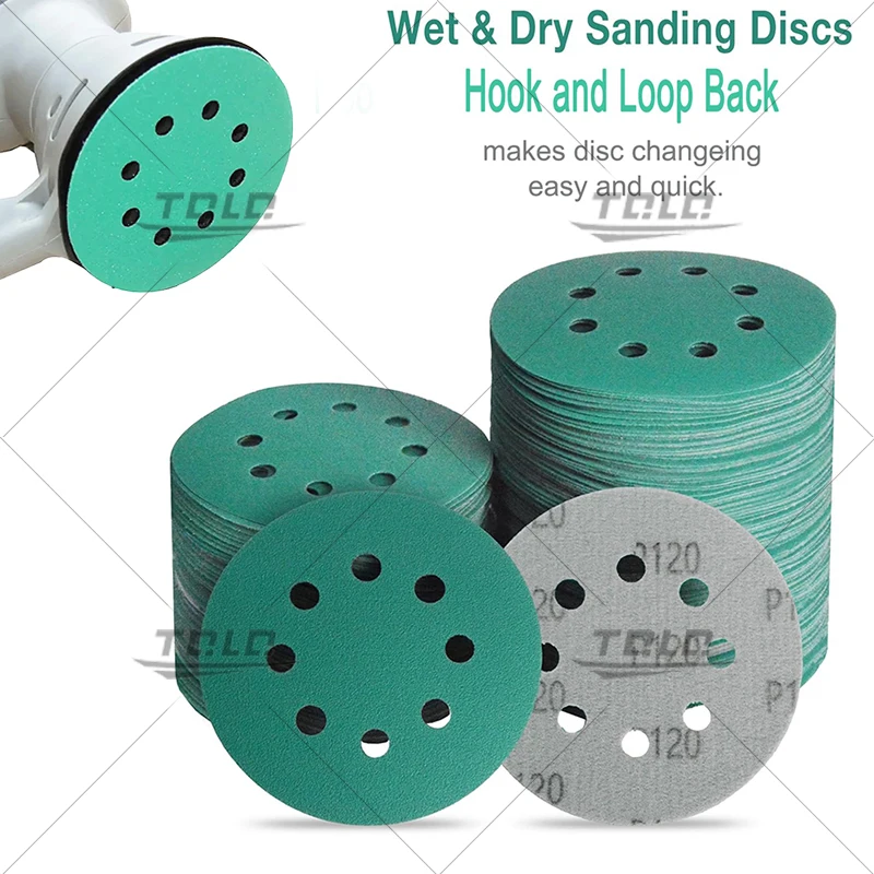 

5 Inch 8 Hole Polyester Film Sandpaper Woodworking Metal jade Grinding Disc Abrasive Polishing Tool 60-2000 Grit Sanding Discs