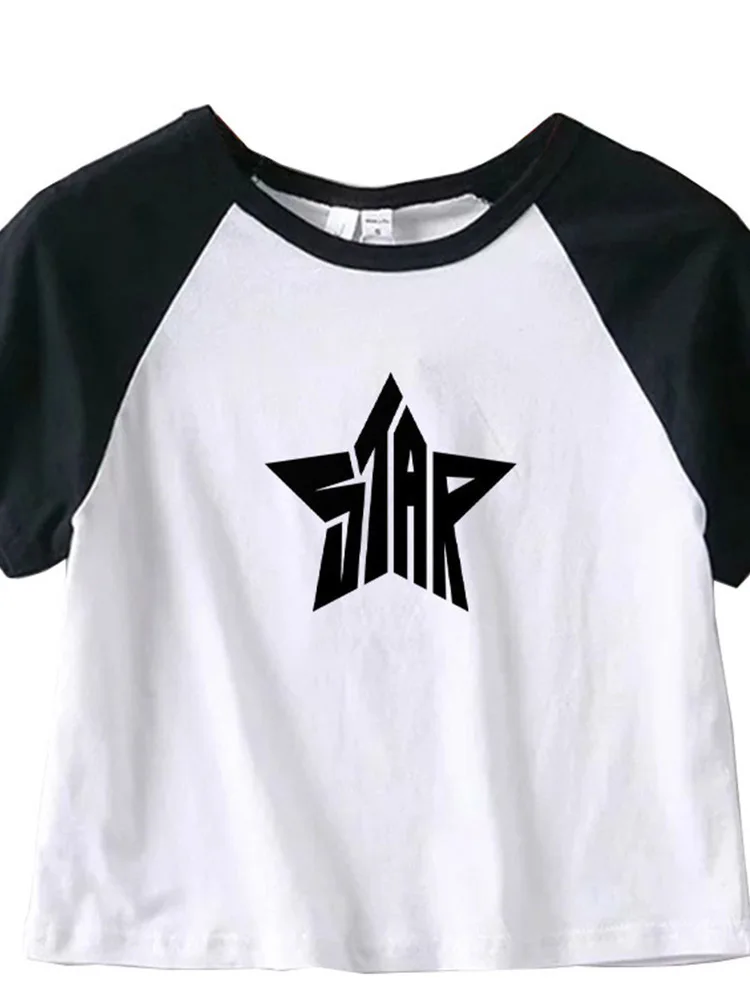 Female Y2K Clothes Star Tops Women Tshirt Harajuku Retro Fashion Gothic Short Sleeve Crop Sexy Tops Aesthetics Tops Short Navel