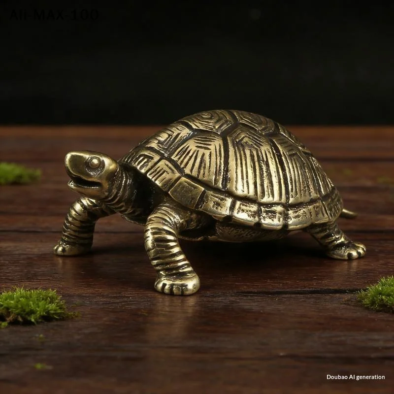 【AyS】Copper Turtle Statue Vintage Brass Tortoise Figurines Desktop Feng Shui Ornament Miniatures Antique Tea Pet Crafts Gifts
