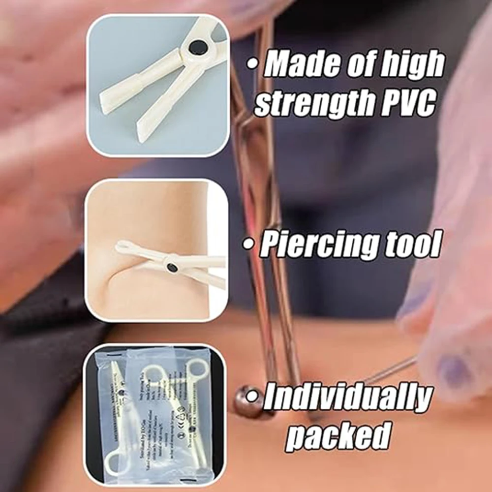 Disposable Piercing Plier Acrylic Piercing Forceps Clamps Round Triangle Pipe Clamp Set for Ear Nose Navel Body Piercing Tools