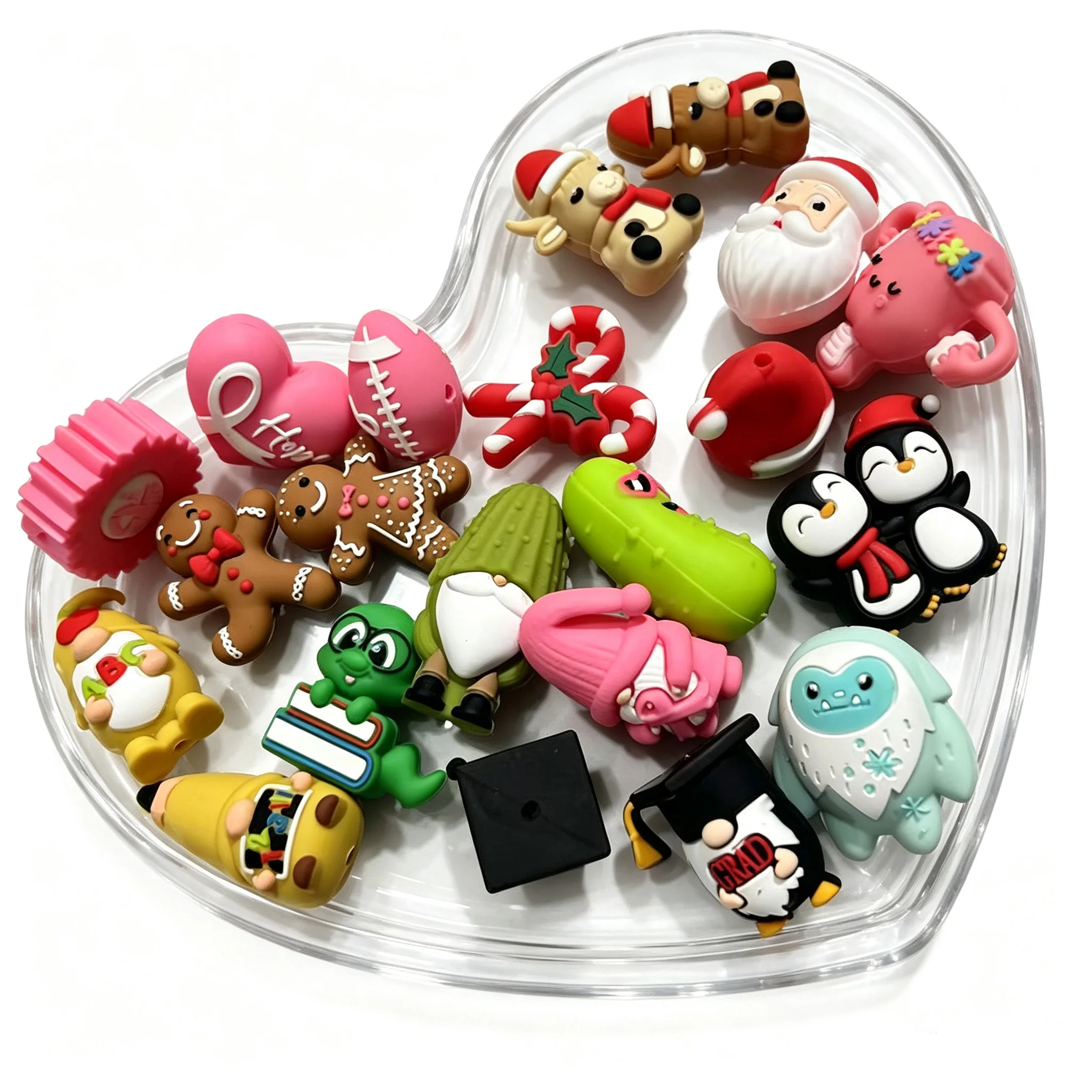 5pcs/Lot 3D Dwarf Cucumber Animal Bear Silicone Focal Beads Deer Penguin Gingerbread Man DIY For Jewelry Making Decoration