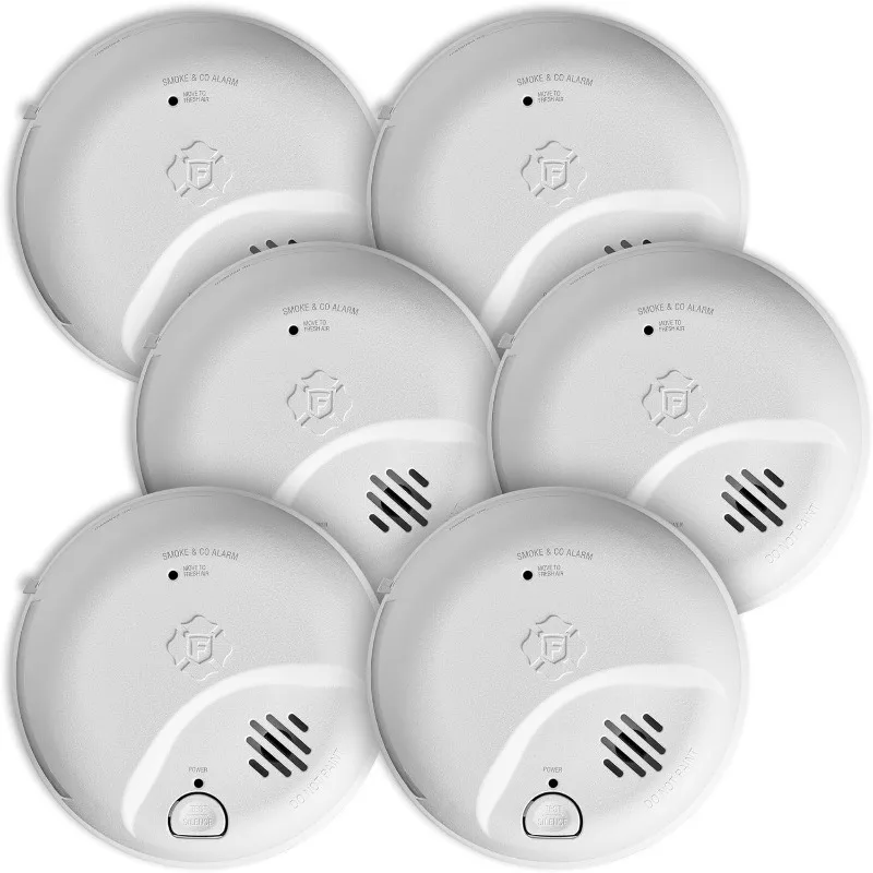 SMICO100-AC Interconnect Hardwire Combination Smoke & Carbon Monoxide Alarm with Battery Backup, 6-Pack