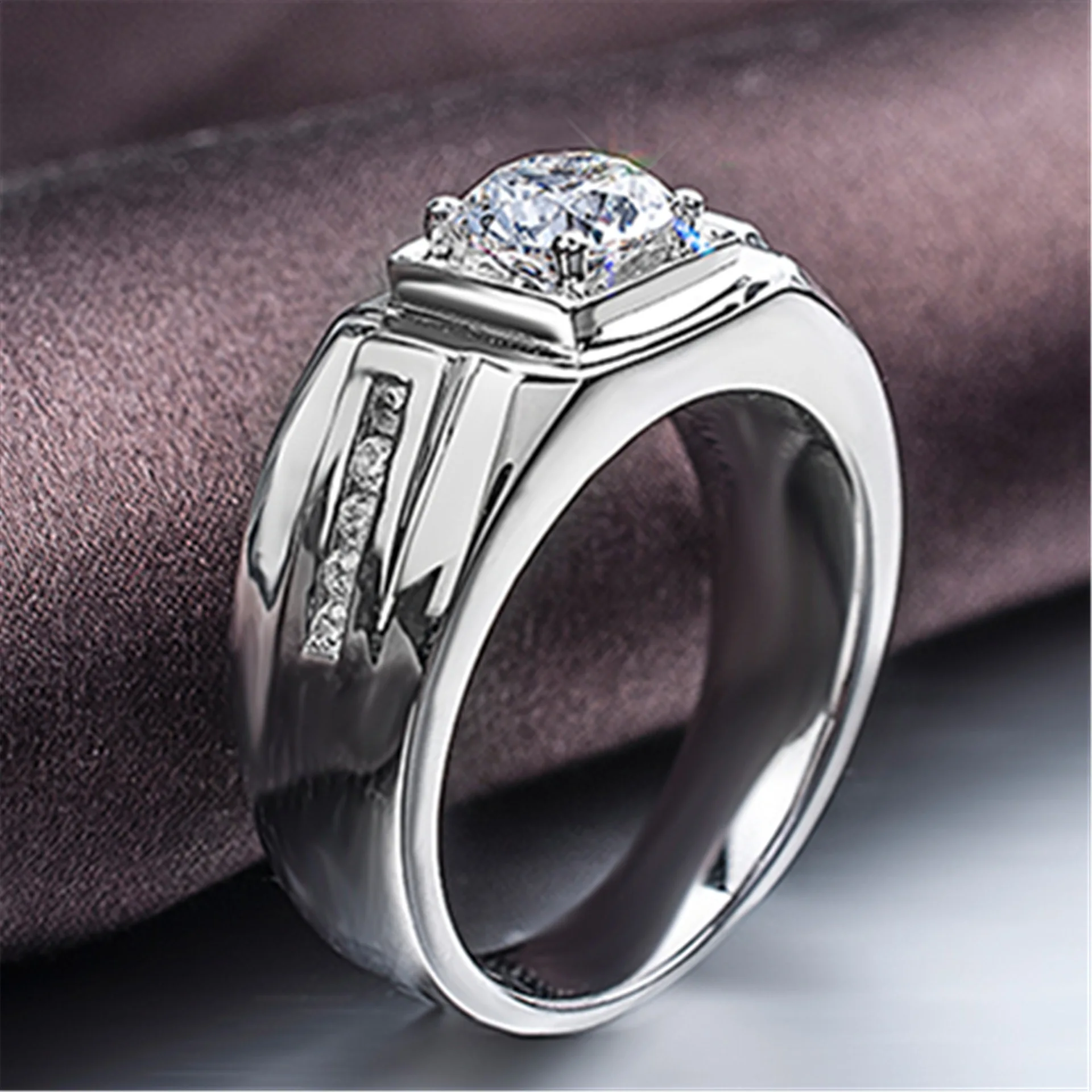 925 Sterling Sliver Man Rings Shining Zircon for Man Women Wedding Engagement Jewelry Fashion Luxury