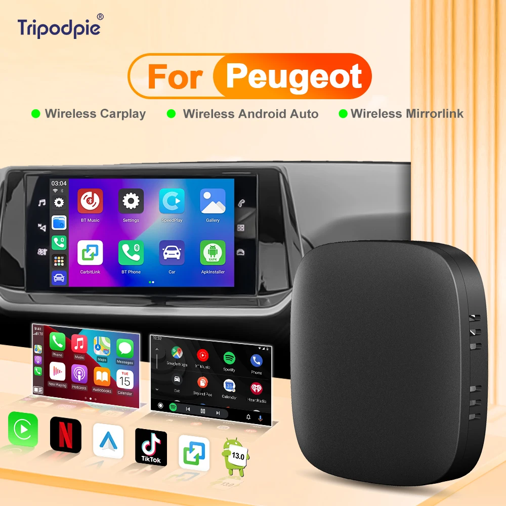 

2024 CarPlay Ai Box Wireless CarPlay Android Auto для Netflix Youtube для Peugeot 208 2008 308S 3008 4008 408 301 308 308 SW 508