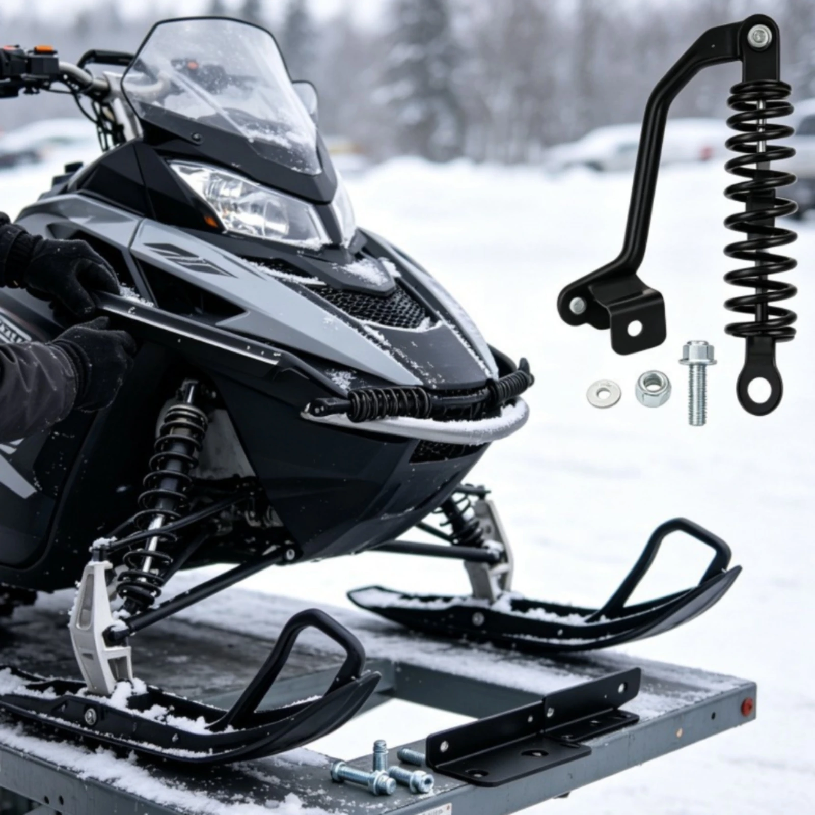 Snowmobile Ice Scraper Easy to Install Spring-Loaded Ice Scraper Snowmobile Snow Scratchers Kit Replacement Winter Use