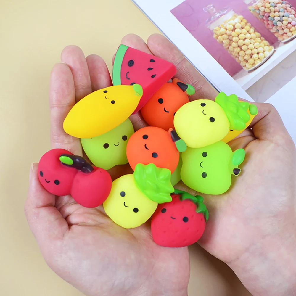 Silicone world 5/10Pcs/set Soft Glue Stress Relief Toys Fruits Squishy Toys Party Easter Gifts for Adults Kids Stress Relief Toy