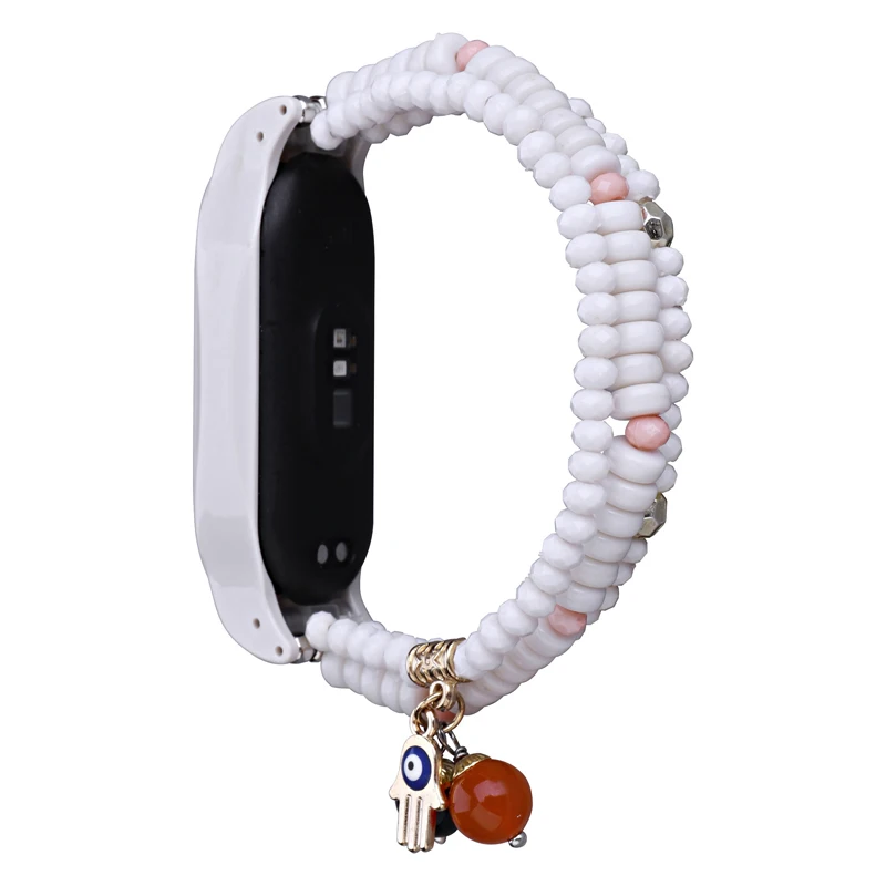 Bohemian Beaded Bracelet for Xiaomi Mi Band 6 5 4 Colorful Elastic Wristband Replacement for Miband 7 6 Strap Watch Accessories