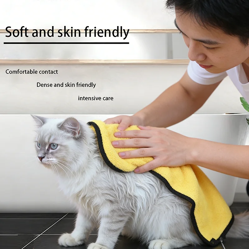 Multifunctional Coral Velvet Pet Towel Thick Strong Water Absorption Fast Drying Bath Cloth For Puppy Kitten Auto Car Wash Clean