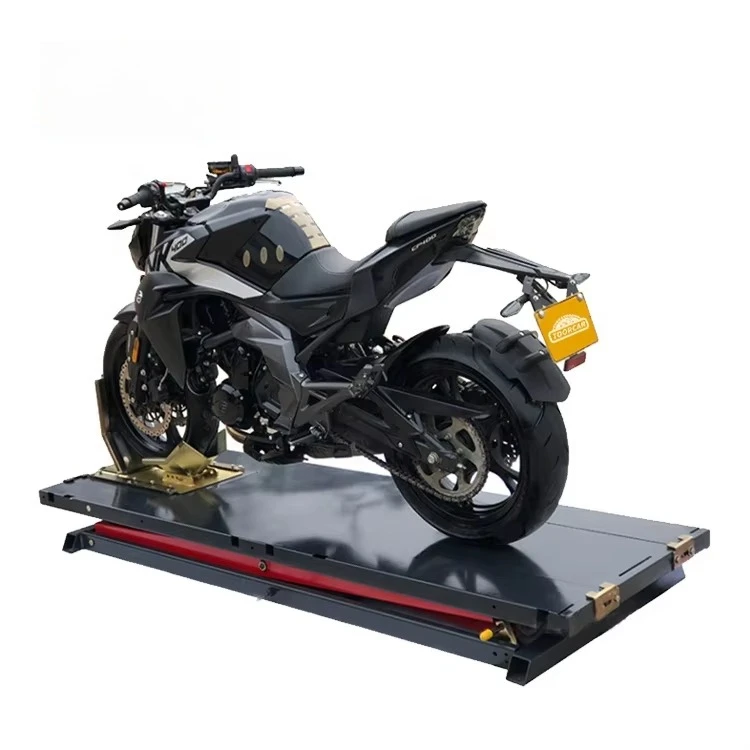Red 1000lb Steel Motorcycle Lift Ramps Hydraulic Motorcycle Lift