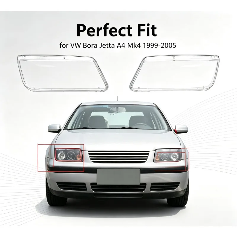 Moggic Transparent Headlight Cover For VW Bora Jetta Mk4 1999-2005 Auto Headlamp Clear Lens OEM Replacement Housing