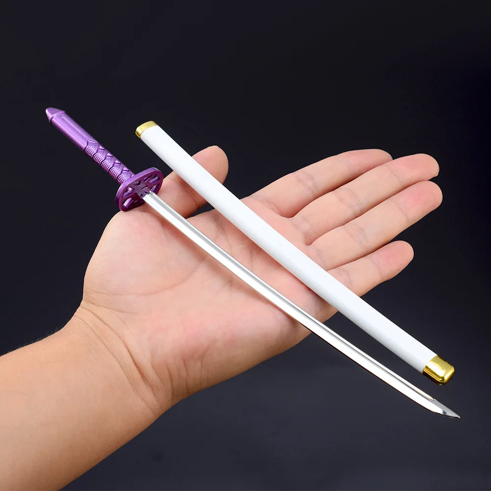 BLEACH Weapon Kuchiki Rukia Sode no Shirayuki Keychain Jewerlry 26cm Metal Anime Weapon Model Katana Samurai Sword Gift Kid Toys