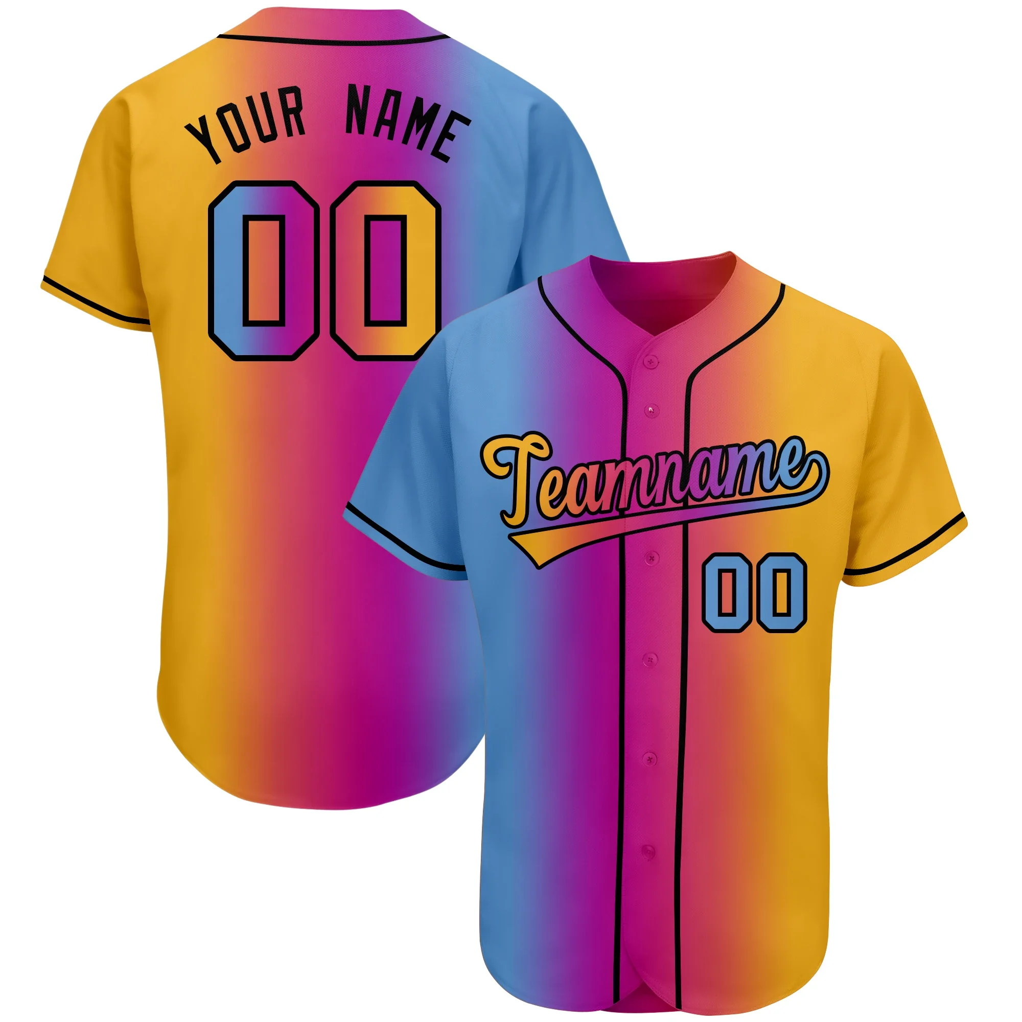 

Wholesale Custom Baseball Jersey Printing Rainbow Gradient Baseball Shirt Fashion Hip-Hop Softball Shirt Game Training Men/Women