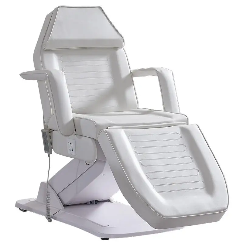 Foldable 3-Motor Manual Lift Massage Bed With Metal Frame And Buff Synthetic Leather For Salon Spa Tattoo Studio