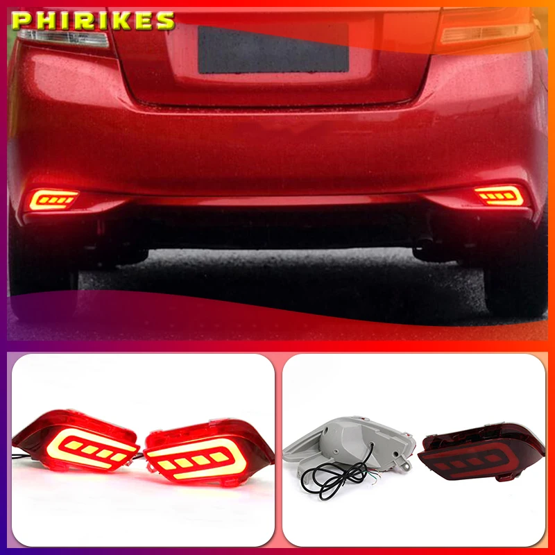 

2PCS For Toyota Vios 2016 2017 2018 Bumper Light Brake Light Turn Signal Light Warning Light LED Rear Bumper Reflector Fog Lamp