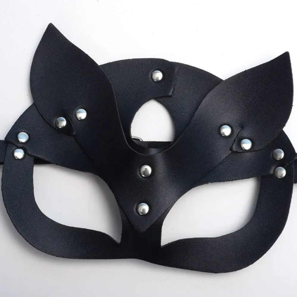 Half Face Cat Cosplay Mask Female Leather Mask Eye Cosplay Halloween Party PU Half Face Mask Adult Game Supplies Adult Game