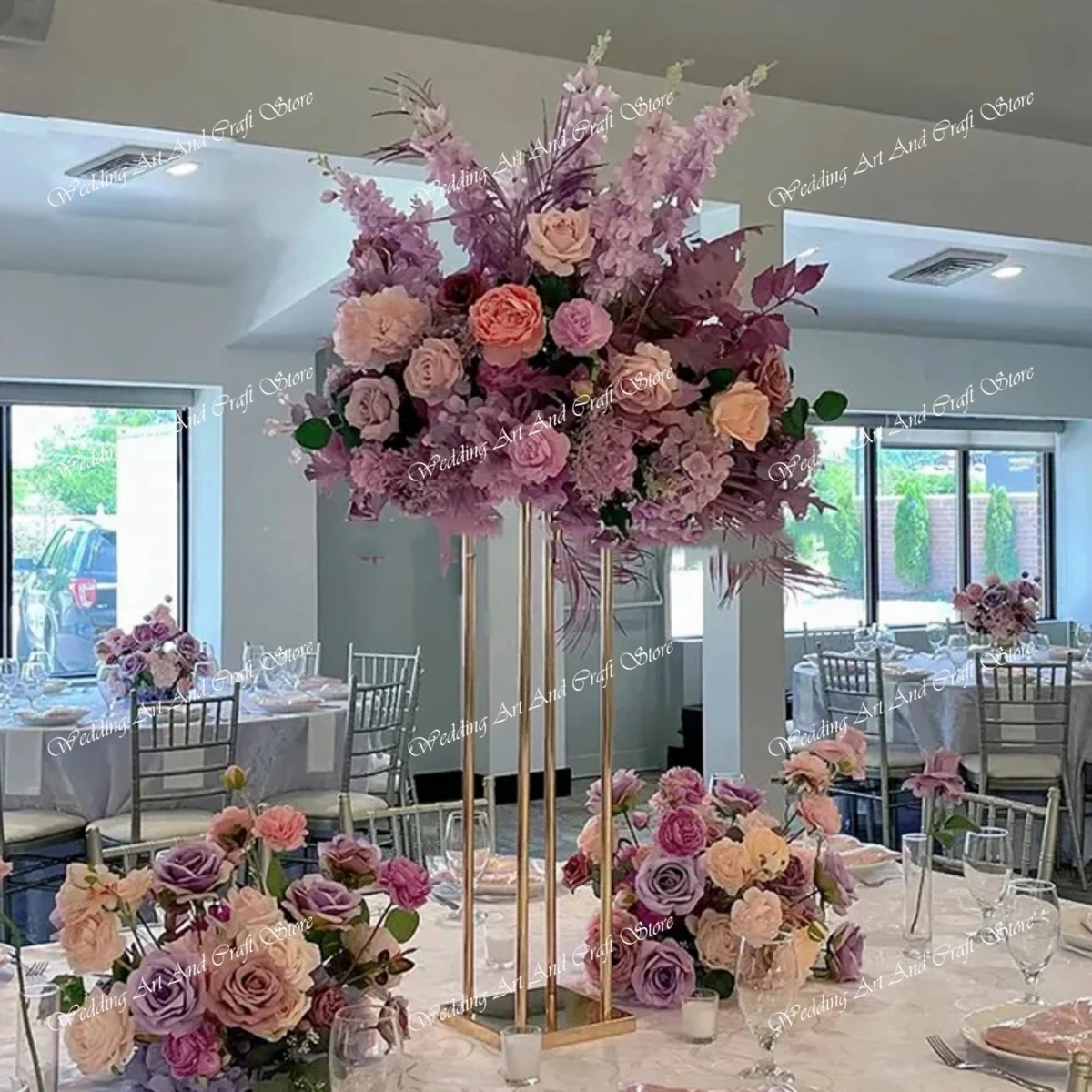 30cm to 60cm tall 4pcs/12pcs)Handmade Floral Arrangements stand Artificial Flower Balls Wedding Table Centerpieces