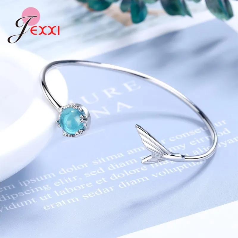 Newest Design Little Fish Tail Shape Bangles & Bracelets For Women 925 Sterling Silver Fashion Jewelry Gift For Girlfriend