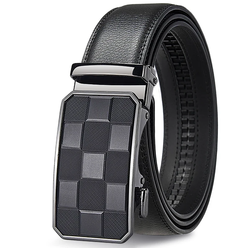 Men's Automatic Belt Genuine Leather Adjustable Buckle Belt Black/Brown Gear-Style Belt High-Quality Business Casual Men's Belt