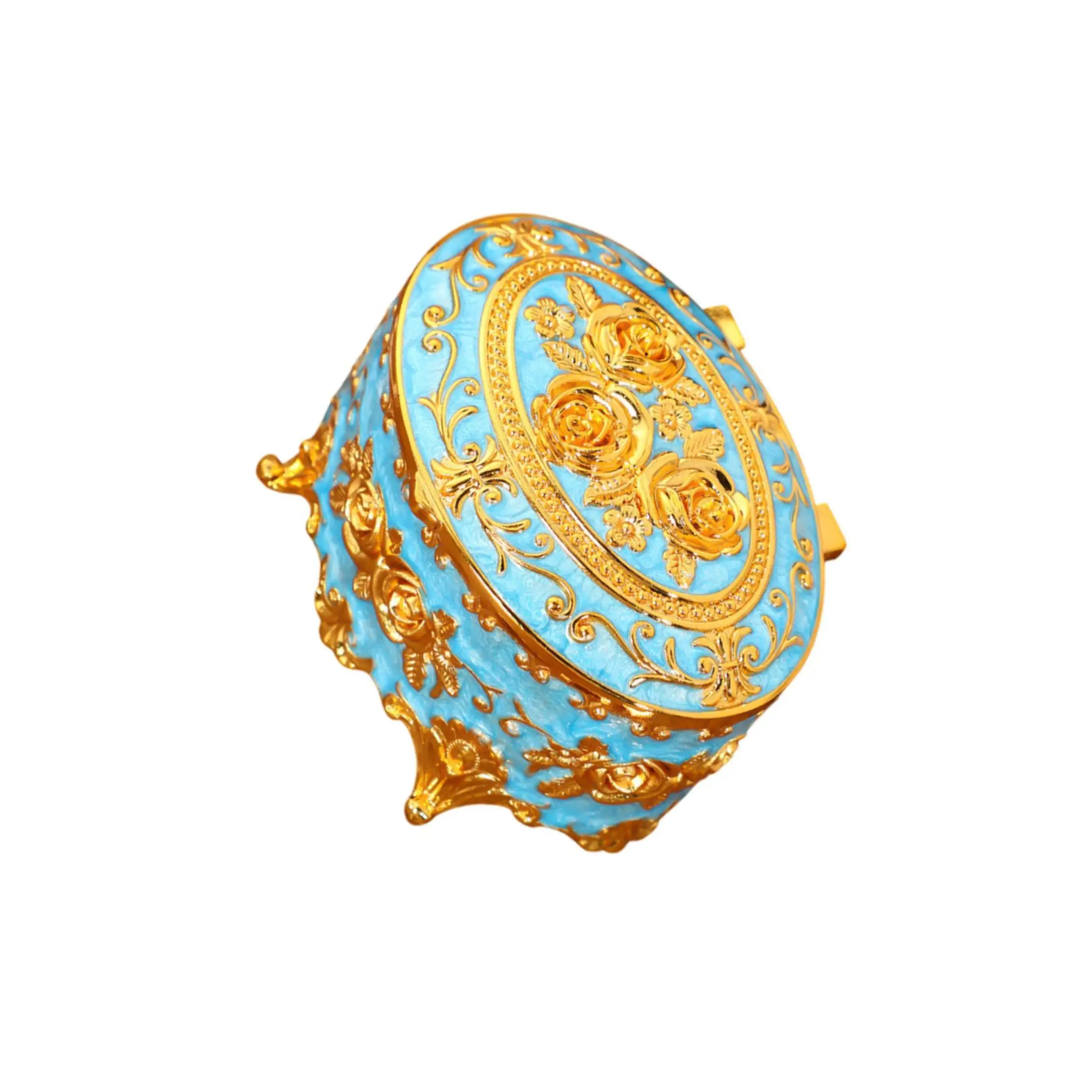 

Шкатулка для драгоценностей в винтажном стиле, декоративная шкатулка для серег, колец, ожерелья, голубая