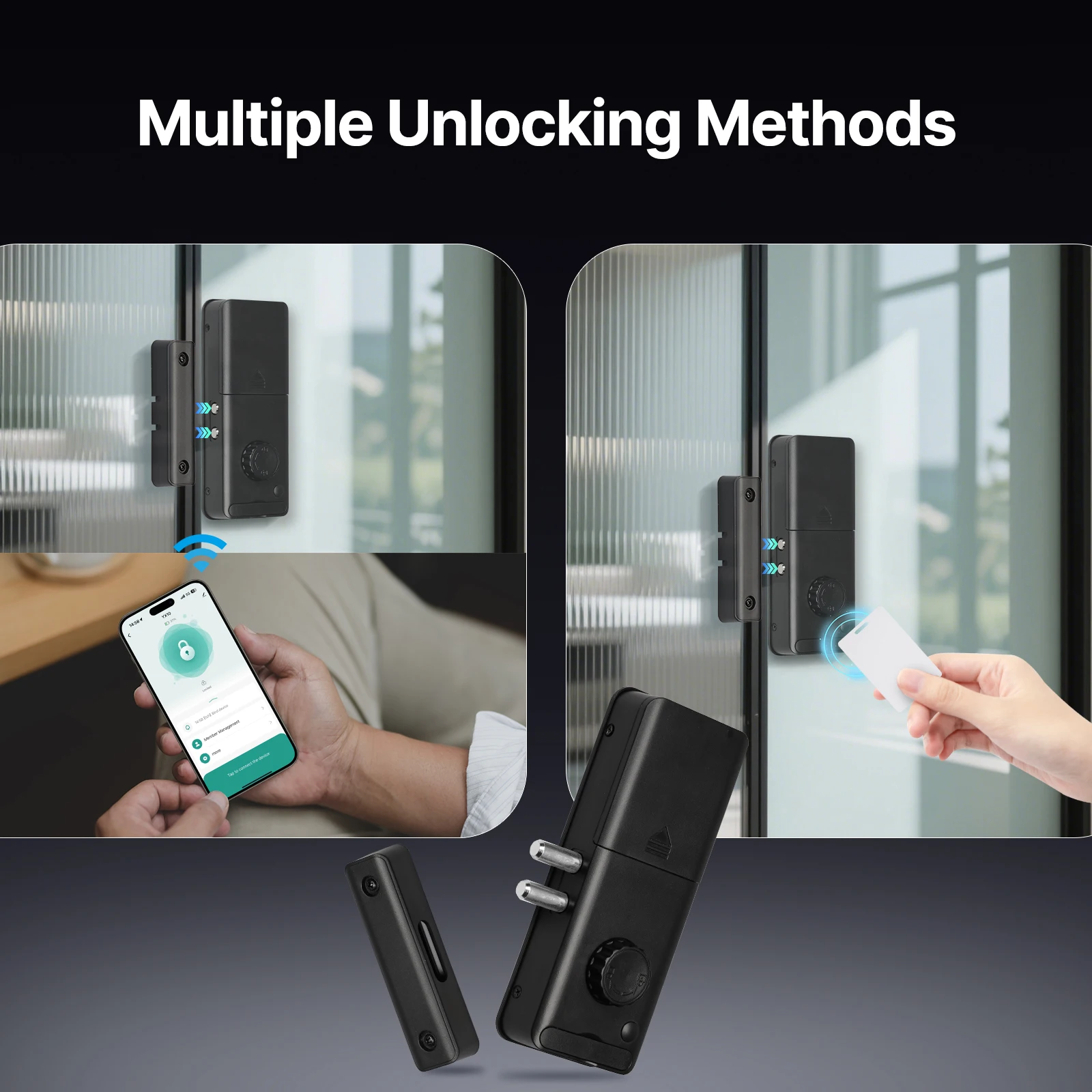 MOES Tuya Bluetooth Smart Door Lock Concealed Invisible Type IC Access Card APP Remote Unlock Electronic For Wooden Glass Door