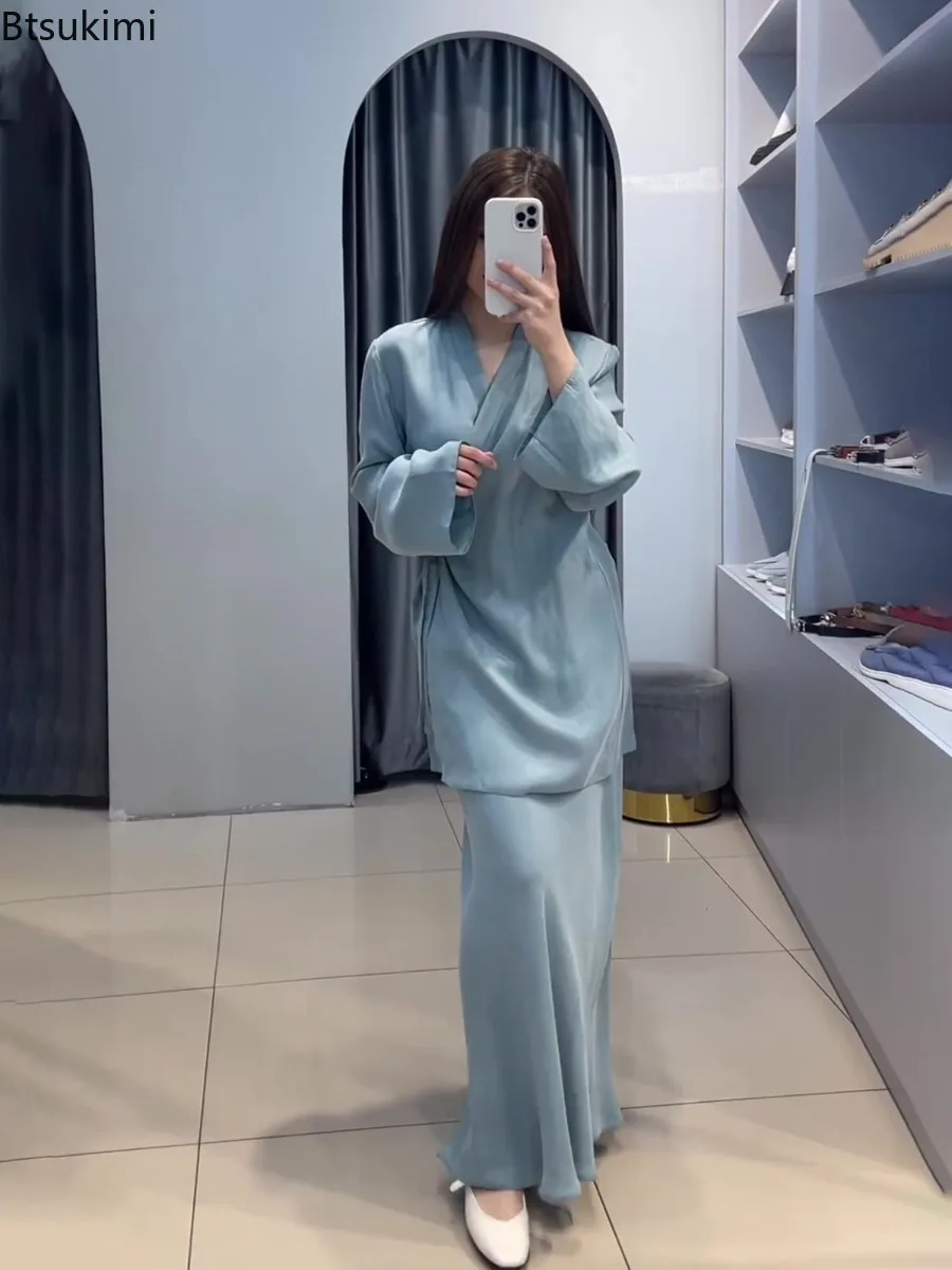 

Fashion Lazy Style Women Matching Sets Solid V-neck Lace Up Tops and High Waist Half Skirt 2-piece Sets Ladies Casual Skirt Sets