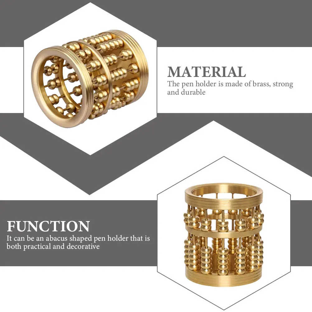 

Brass Abacus Pen Holder Metal Chinese Vintage Desk Organizer Pencil Storage Creative Desktop Decoration Pen Holder