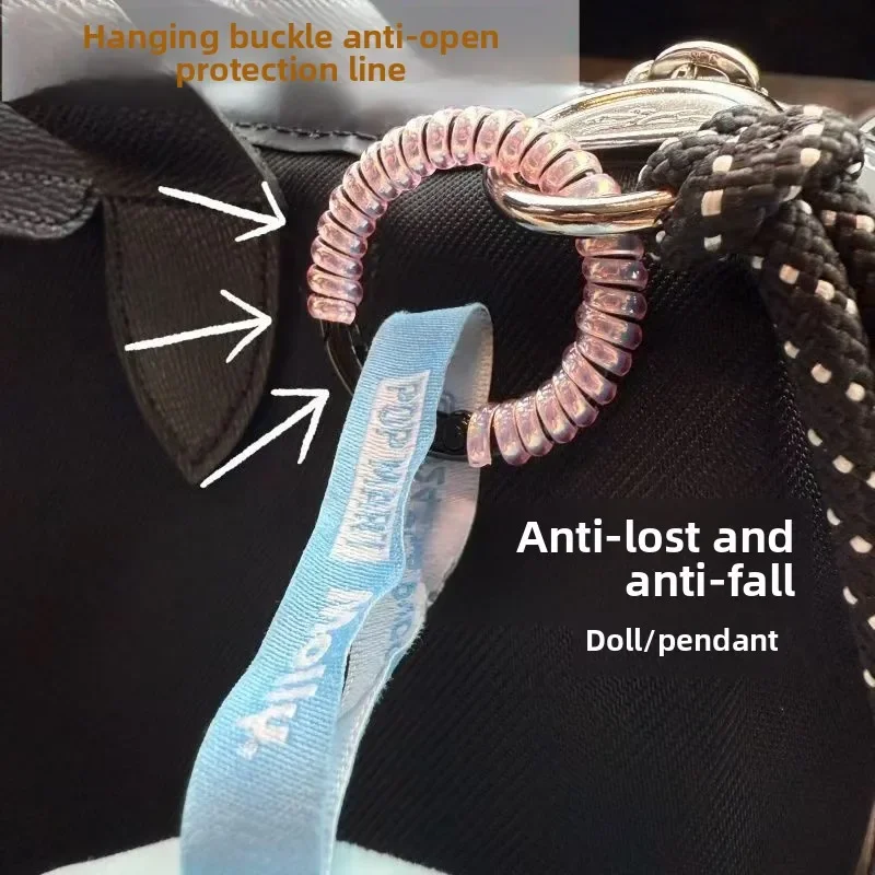 Labubu Anti Drop Buckle Silicone Rope Keychain Protection Ring Transparent Winding Fixed Anti Drop
