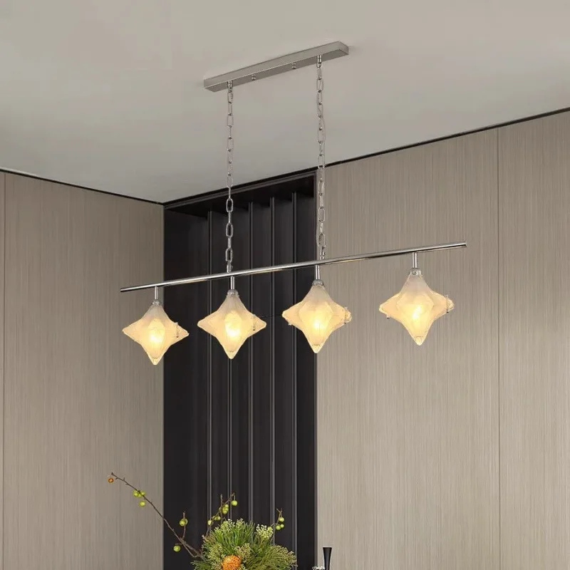 

French eye protection ceiling lamp decoration restaurant designer one-word chandelier household restaurant lamp glass