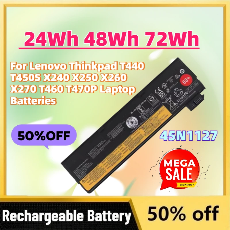 New 45N1127 24Wh 48Wh 72Wh Replacement Battery For Lenovo Thinkpad T440 T450S X240 X250 X260 X270 T460 T470P Laptop Batteries