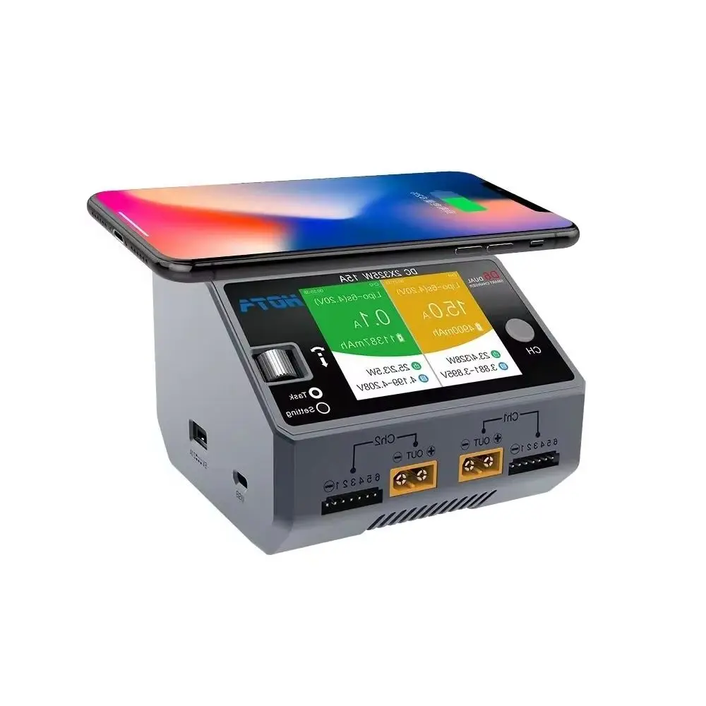 HOTA D6 Dual Smart Battery Charger DC 650W 15A Built-in Micro USB for 1-6S LiPo LiHV NiZn NiCd NiMH Battery