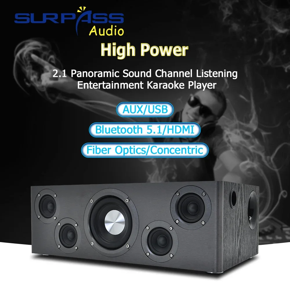 4 Inch Long Stroke Powerful Bluetooth  5.1 Active Subwoofer Professional Full Electronic Crossover 2.1 Multimedia Speaker System