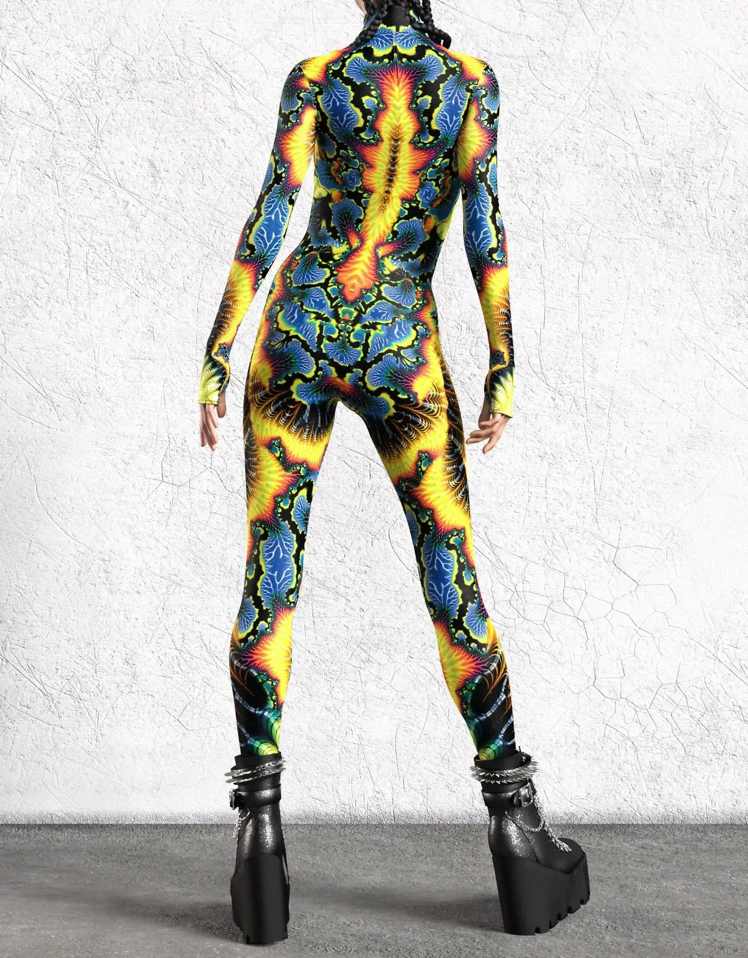 Halloween Bunter 3D-Druck Damen-Jumpsuit Erwachsener Sexy Rollenspiel-Bodysuit Party Bühnenauftritt Monos Catsuit Rave-Outfit – Detail 4