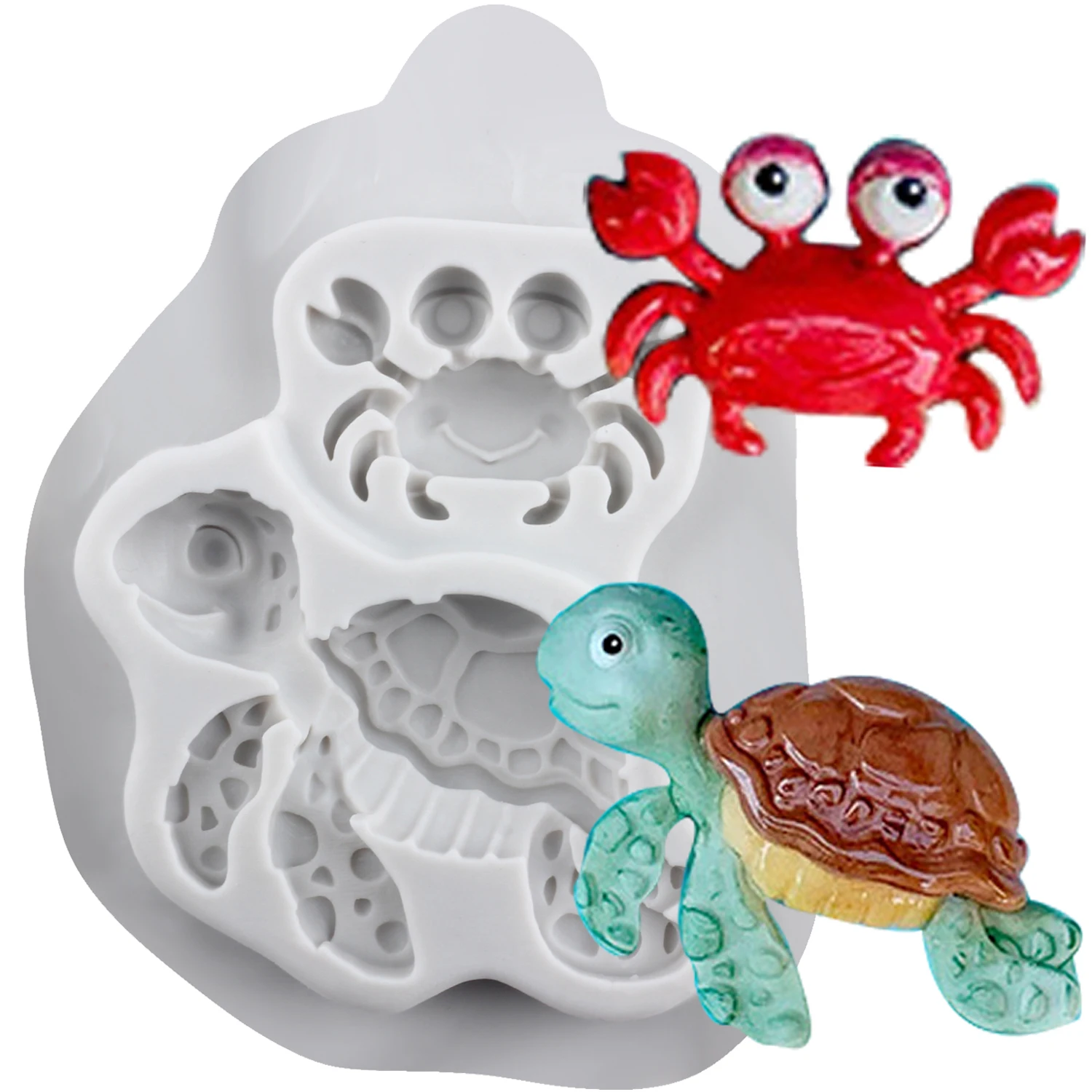 Sea Turtle Silicone Molds Mini Crab Fondant Cake Decorating Tools Cupcake Topper Chocolate Candy Craft Gum Paste Polymer Clay