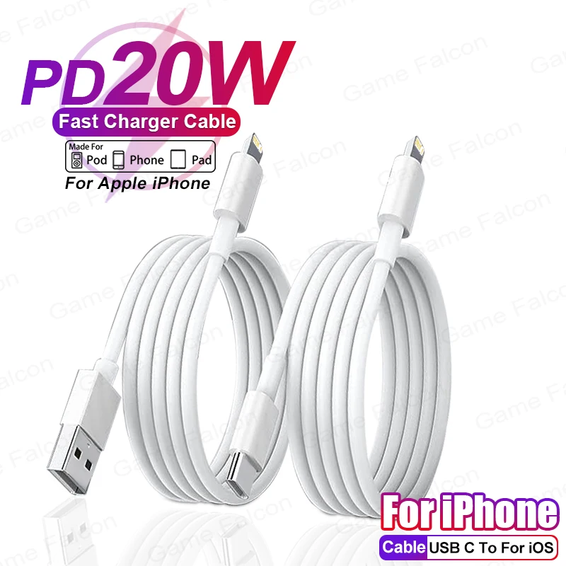 كابل شاحن USB من النوع C إلى البرق ، شحن سريع ، ملحقات خط البيانات ، Apple iPhone 14 ، 13 ، 12 ، 11 Pro Max ، 8 Plus ، 20W ، PD