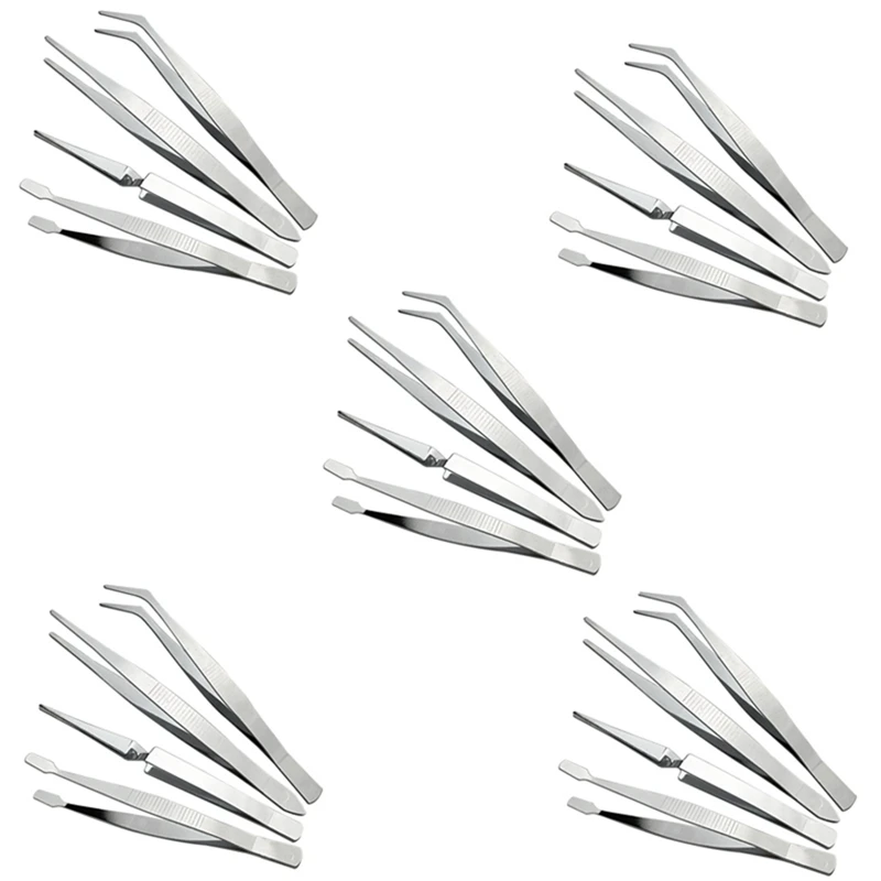 

HLZS-Stainless Steel Combination Tweezers, Elbow Pointed Labor-Saving Pliers, Reverse Flat Mouth Stamp Collection Clip