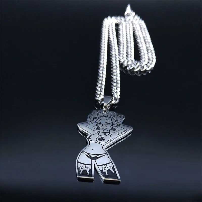 Streetwear Coquette Goth Satan Stainless Steel Necklace Wicca Tattoo Girl Witch Moon Necklaces Gothic Jewelry Accessories N4039