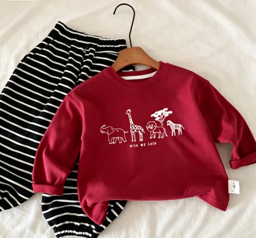 Infant Safari Wildlife Printed Long Sleeve T Shirt Kid Lightweight Cotton Tees Boys Girls Popular Summer Spring Wear Clothing