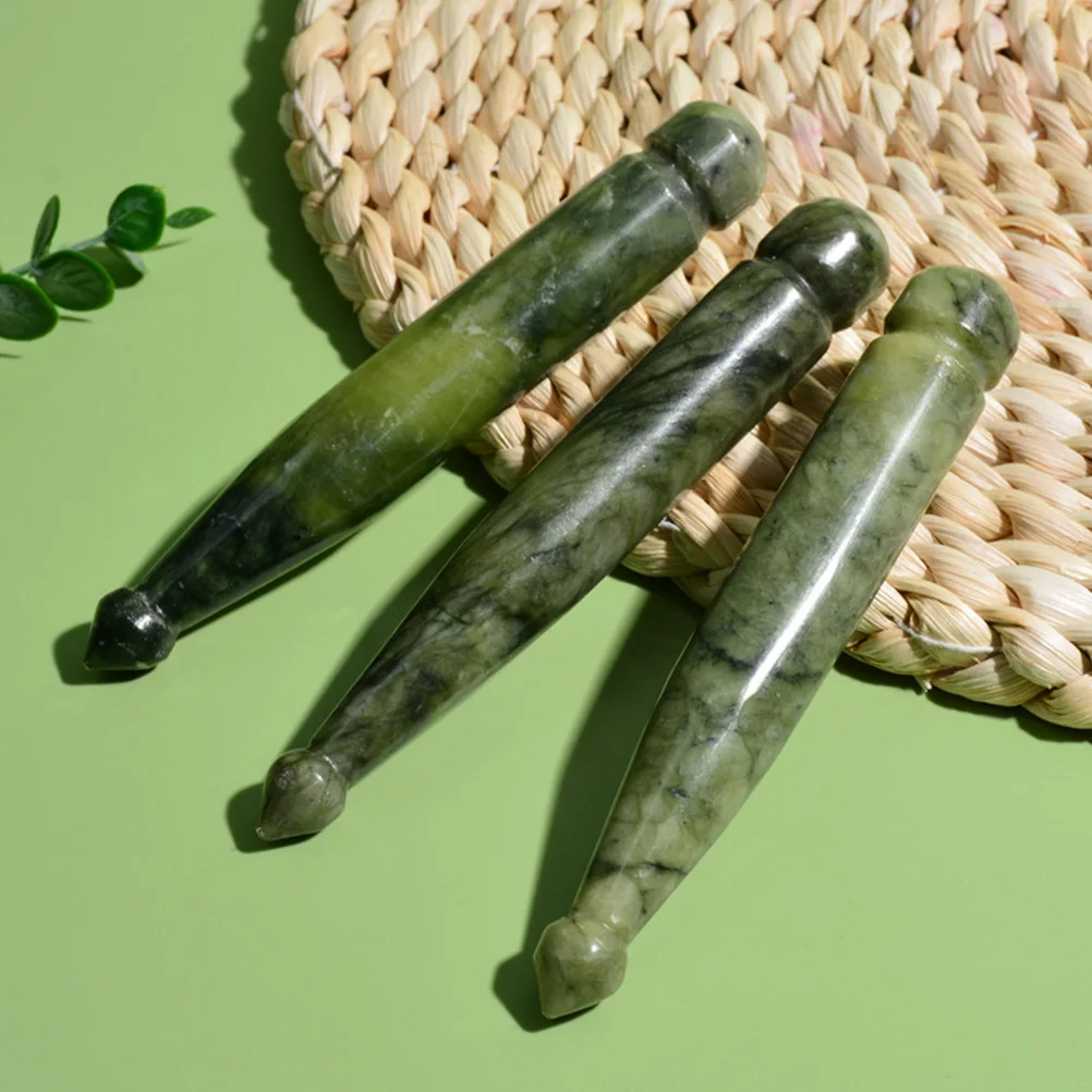 Caneta de acupuntura de jade, ferramentas de massagem, pedra de bastão Gua Sha para acupressão de haste de ponto facial