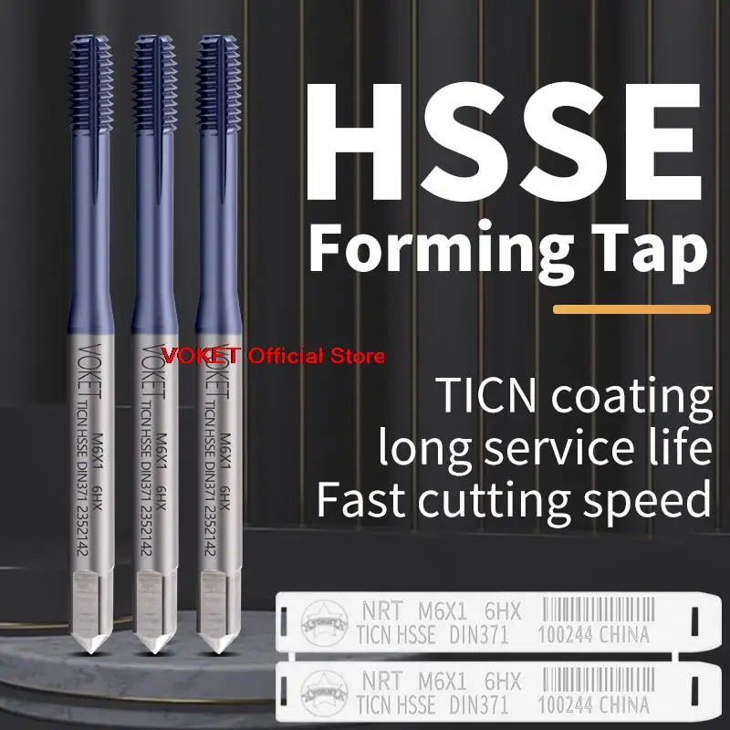 VOKET HSSE-M42 DIN 371 376 Standard With TiCN Roll Forming Tap M2 M2.5 M2.6 M3 M4 M5 M6 M8 M10 M12 6HX Machine Screw Thread Tap