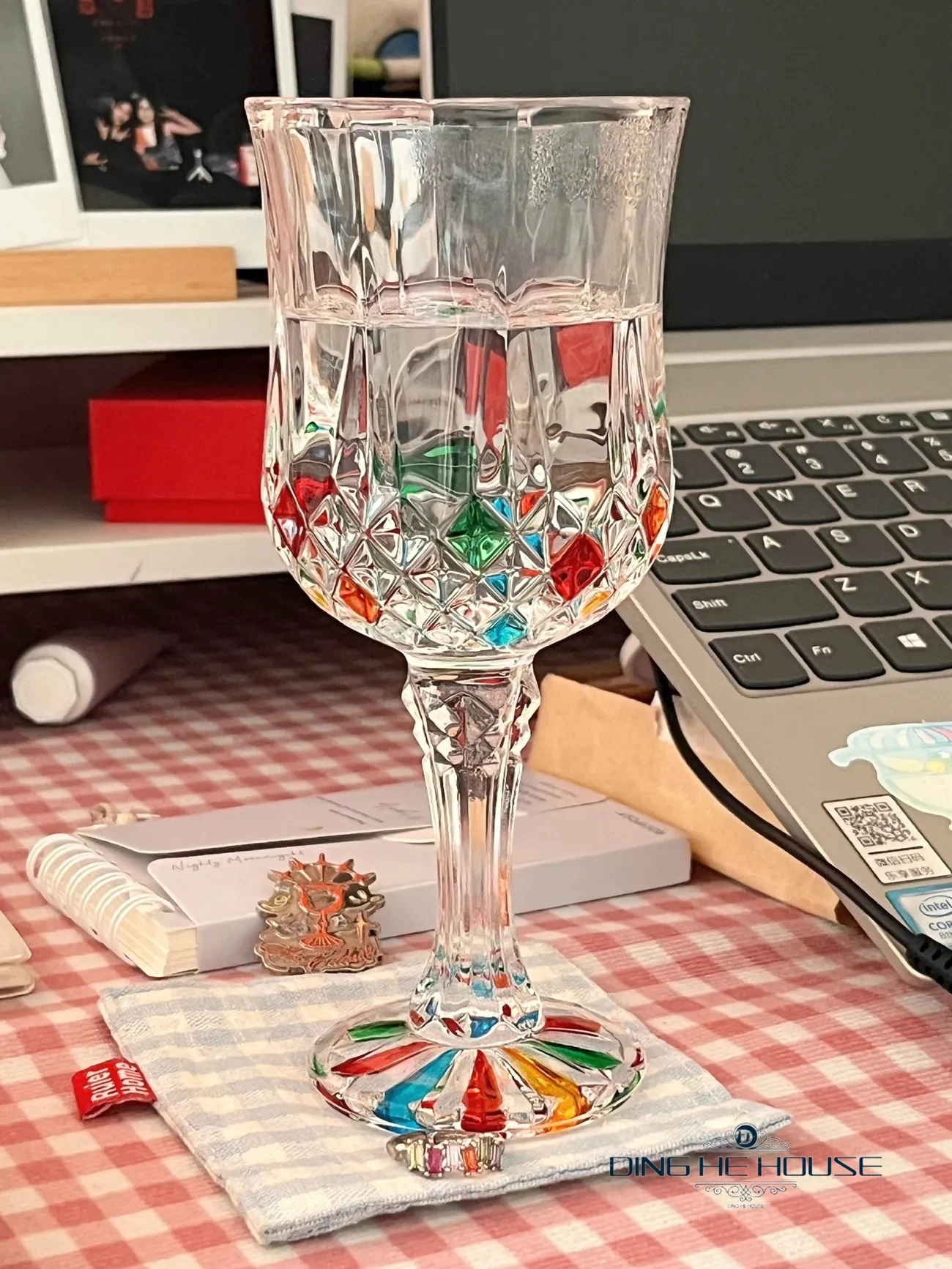 Hand Rainbow Drawn Crystal Glass Cup Creative Retro Tall Goblet European Relief Wine Glass Household Fashion Champagne Cocktail