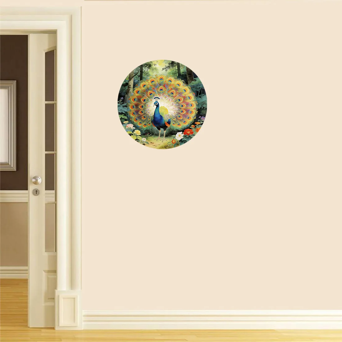 Three Ratels CAA55 Beautiful forest peacock art wall stickers for home decoration