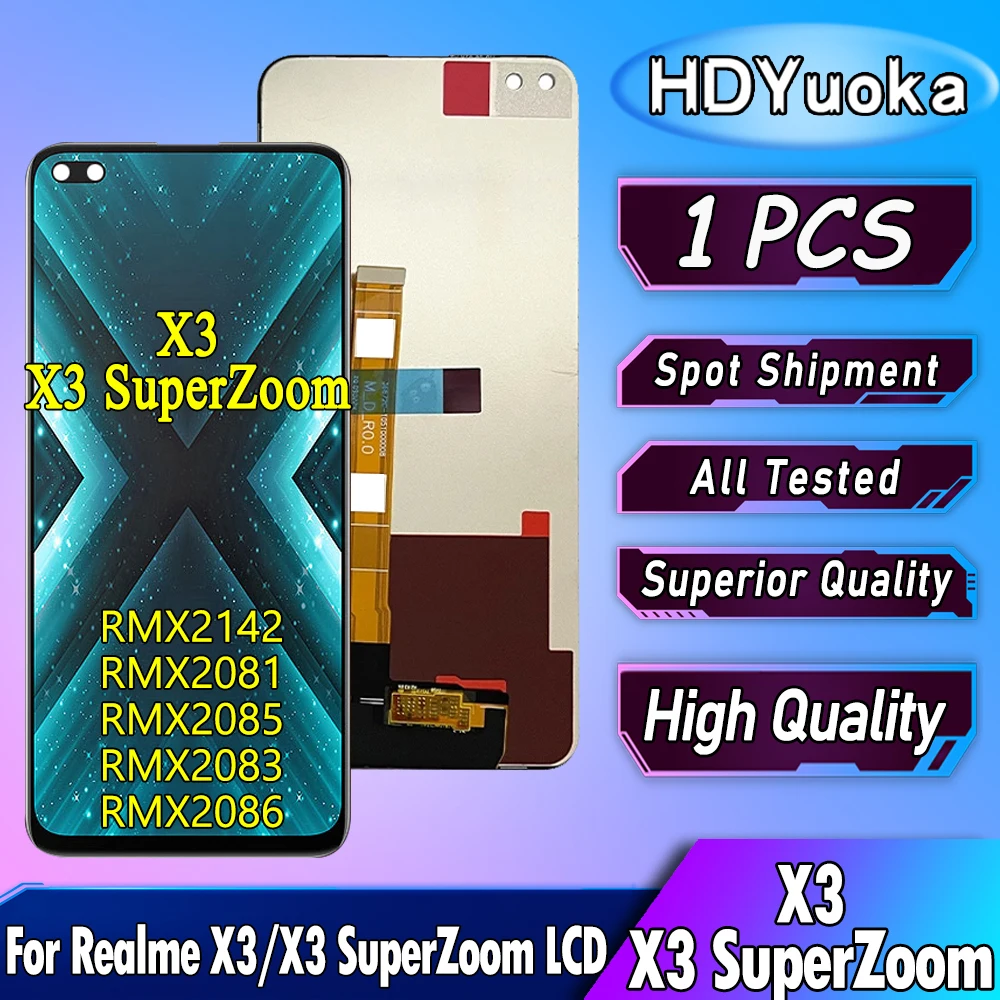 ЖК-дисплей 6,6 дюйма для Realme X3, ЖК-дисплей RMX2142, сенсорный экран, дигитайзер, замена для Realme X3 SuperZoom LCD RMX2086