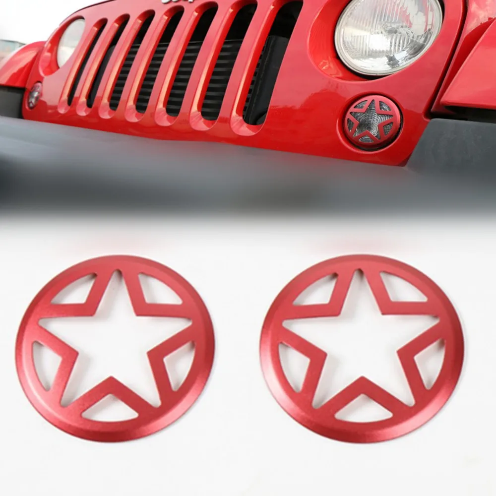 Front Turn Signal Light Cover Guard 2Pcs Aluminum Alloy for Jeep Wrangler 2007-2017 JK  JKU Unlimited (Five Star) J291 Lantsun